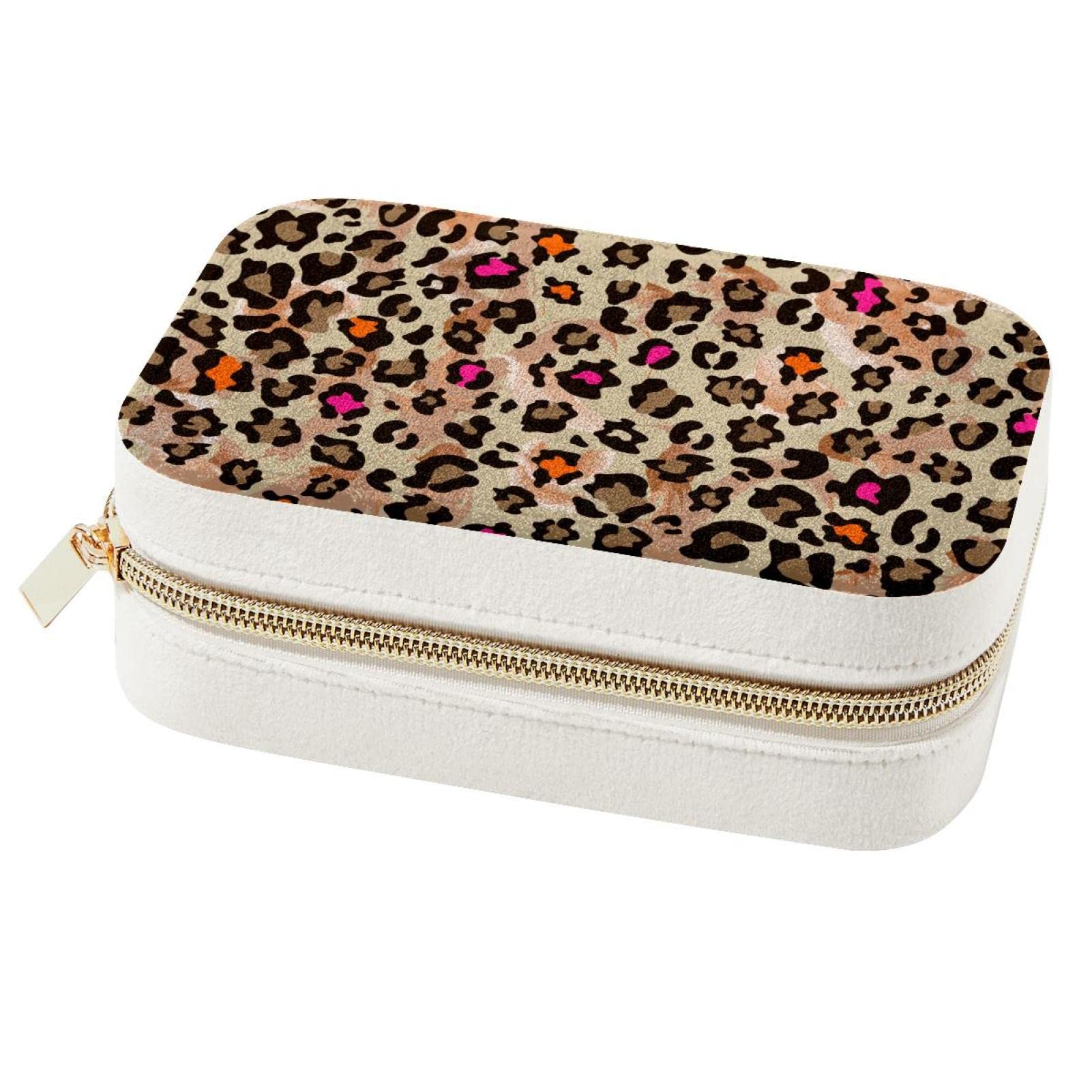 Boîte à bijoux léopard rose pour organiser vos accessoires de la maison au voyage