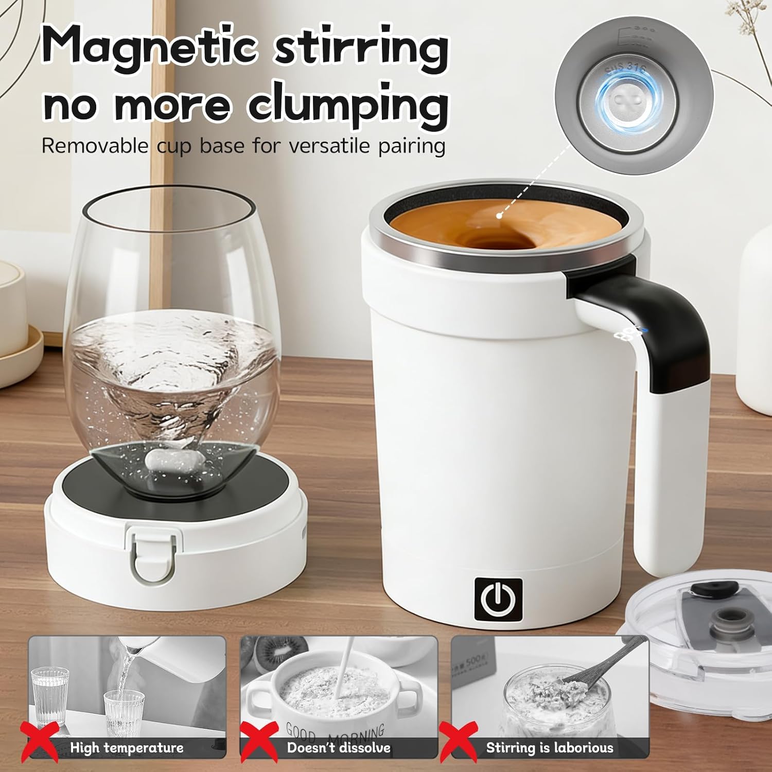 Self Stirring Coffee Mug, Rechargeable Self Stirring Mug with Temperature Display, Automatic Self-Stirring Magnetic Coffee Mug for Coffee, Tea, Milk 13OZ - Image 3