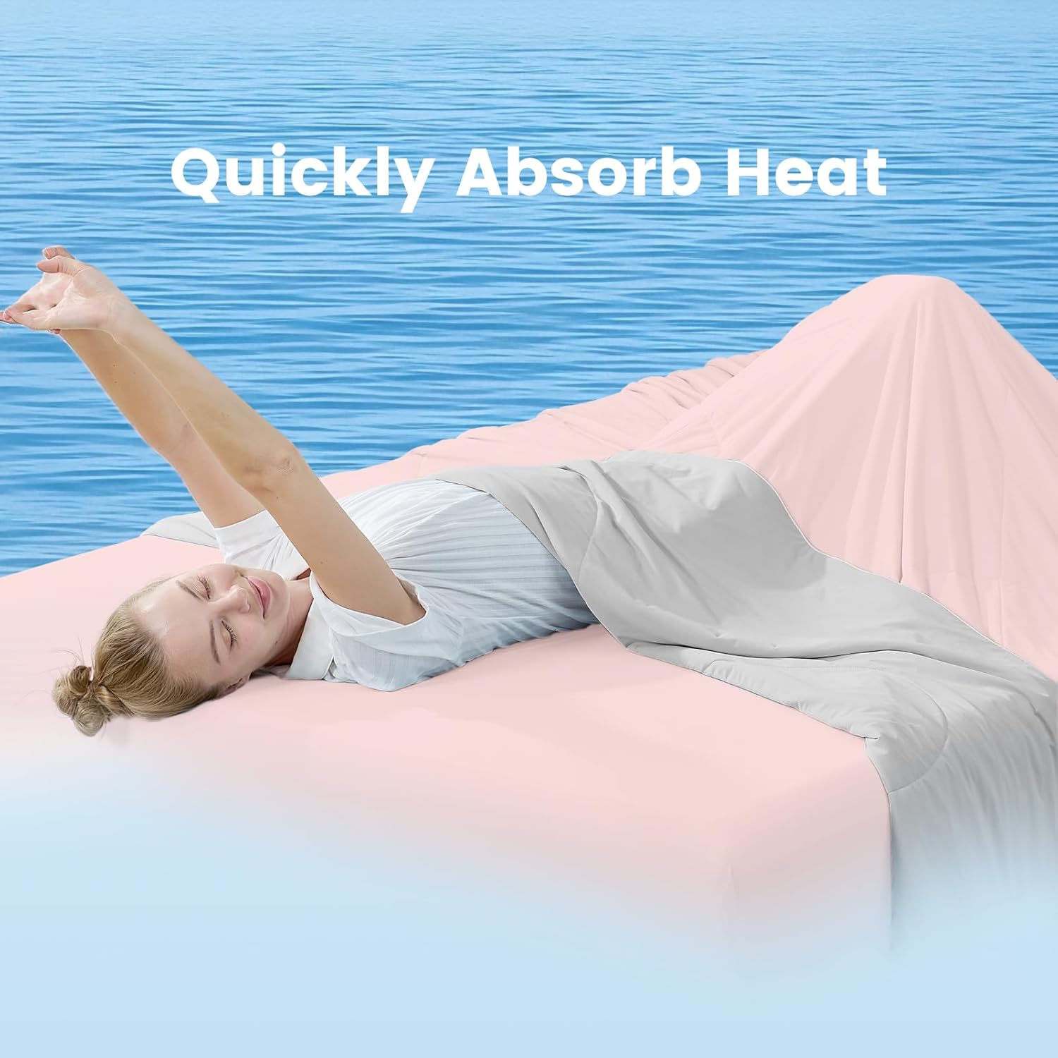 Cozy Bliss Cooling Comforter King Size, Cooling Blankets for Hot Sleepers and Night Sweats,Pink Gray Summer Comforter for King Size Bed, Breathable Soft Lightweight Silk Smooth - Image 8