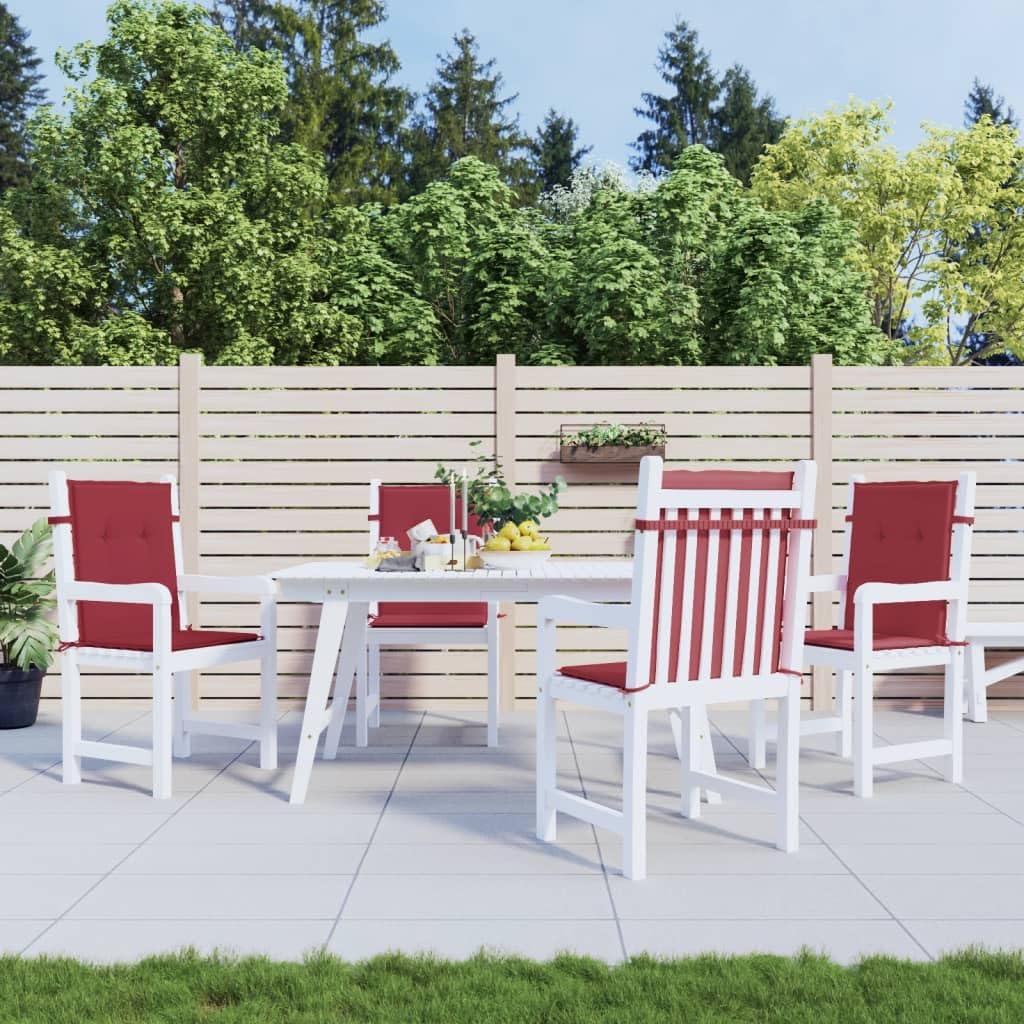 Cuscini per Sedia da Giardino per Sedia a Schienale Basso 4 Pezzi Rosso Vino Cuscino Seduta in Tessuto Oxford 100x50x3cm Idrorepellente Antiscivolo per Esterno ed Interno