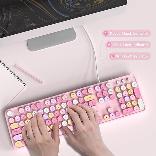 Miniatura 4 de Teclado con cable, teclados de máquina de escribir de tamaño completo de 104 teclas, teclado de oficina USB Plug and Play con teclado numérico,