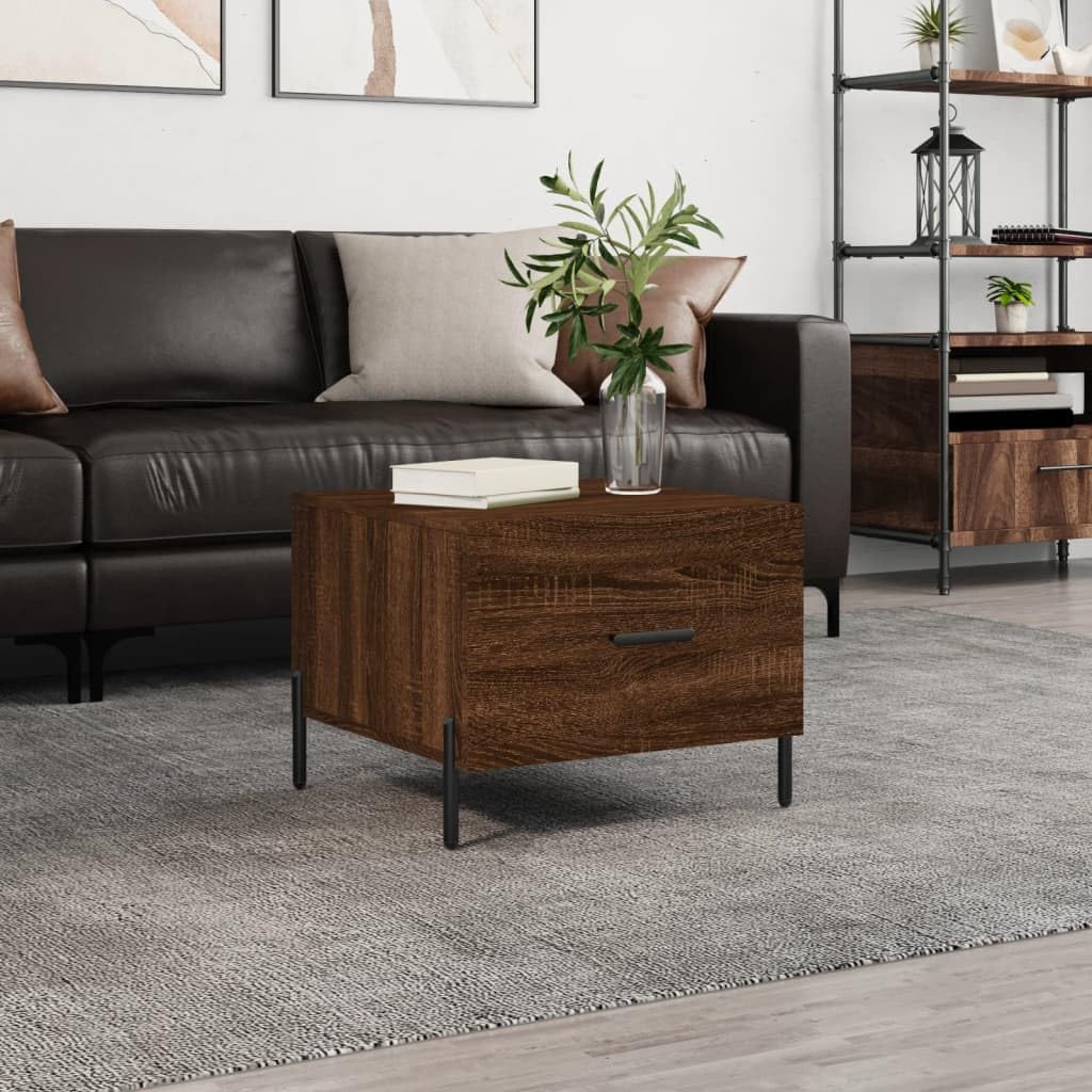 Homgoday Tavolino da caffè in rovere marrone, 50 x 50 x 40 cm, in legno ingegnerizzato, tavolino da tè per soggiorno, sala d'accoglienza degli ospiti, camera da letto e mobili da ufficio