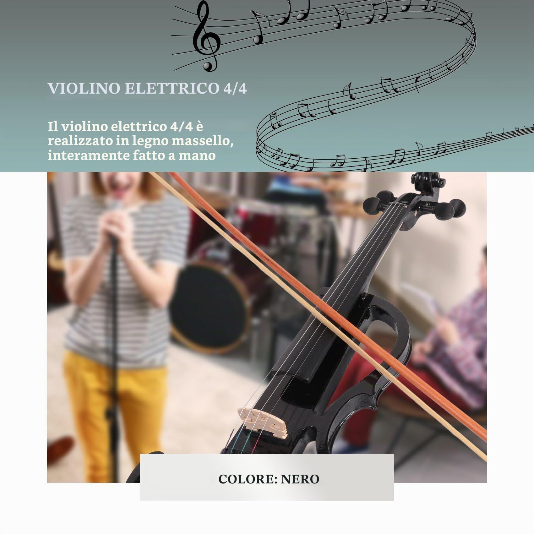 Violino elettrico 4/4 per principianti Violino silenzioso Violino elettrico Set introduttivo