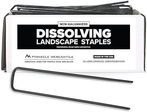 Pinnacle Mercantile Juego de 200 grapas de jardín para disolución de paisaje, estacas de tela de barrera de malas hierbas de 6 pulgadas, grapas de