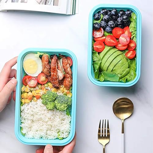 Miniatura 6 de CCyanzi - Recipiente de silicona plegable para alimentos con tapas herméticas, para cocina, RV o loncheras, apto para microondas y congelador, 4