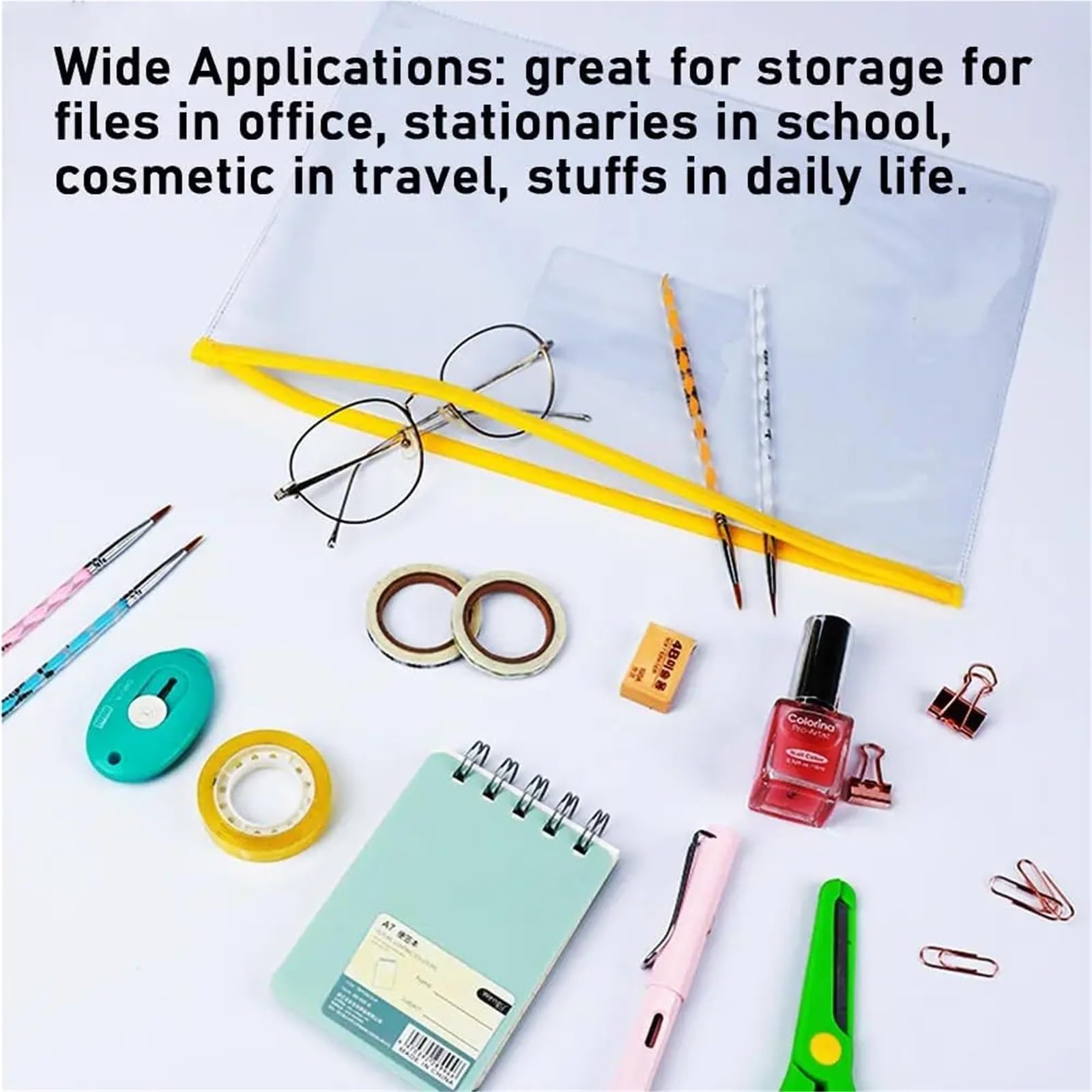 Lot de 50 pochettes transparentes à fermeture éclair en plastique avec pochette pour étiquettes