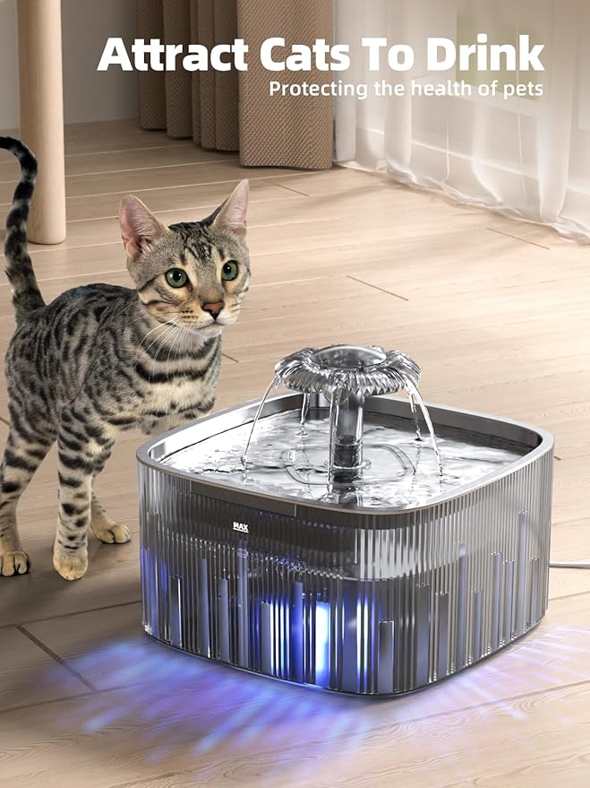 Fuente de Agua para Gatos MAILOFY 2.2L Automática con Bandeja de Acero Inoxidable miniatura 6