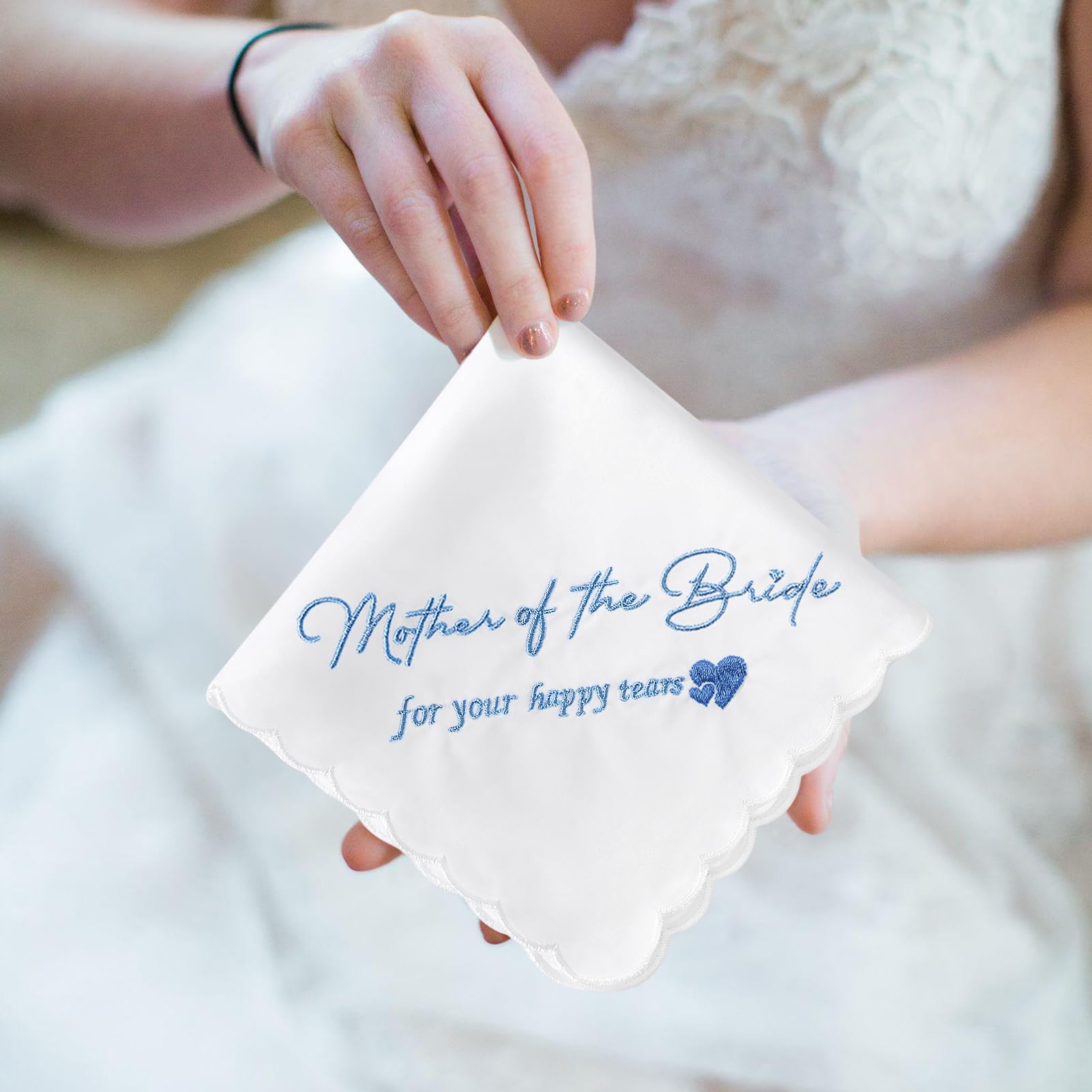 Mother of the Bride Handkerchiefs Happy Tear Wedding Handkerchiefs Something Blue Gifts On Wedding Day Keepsake Hankies