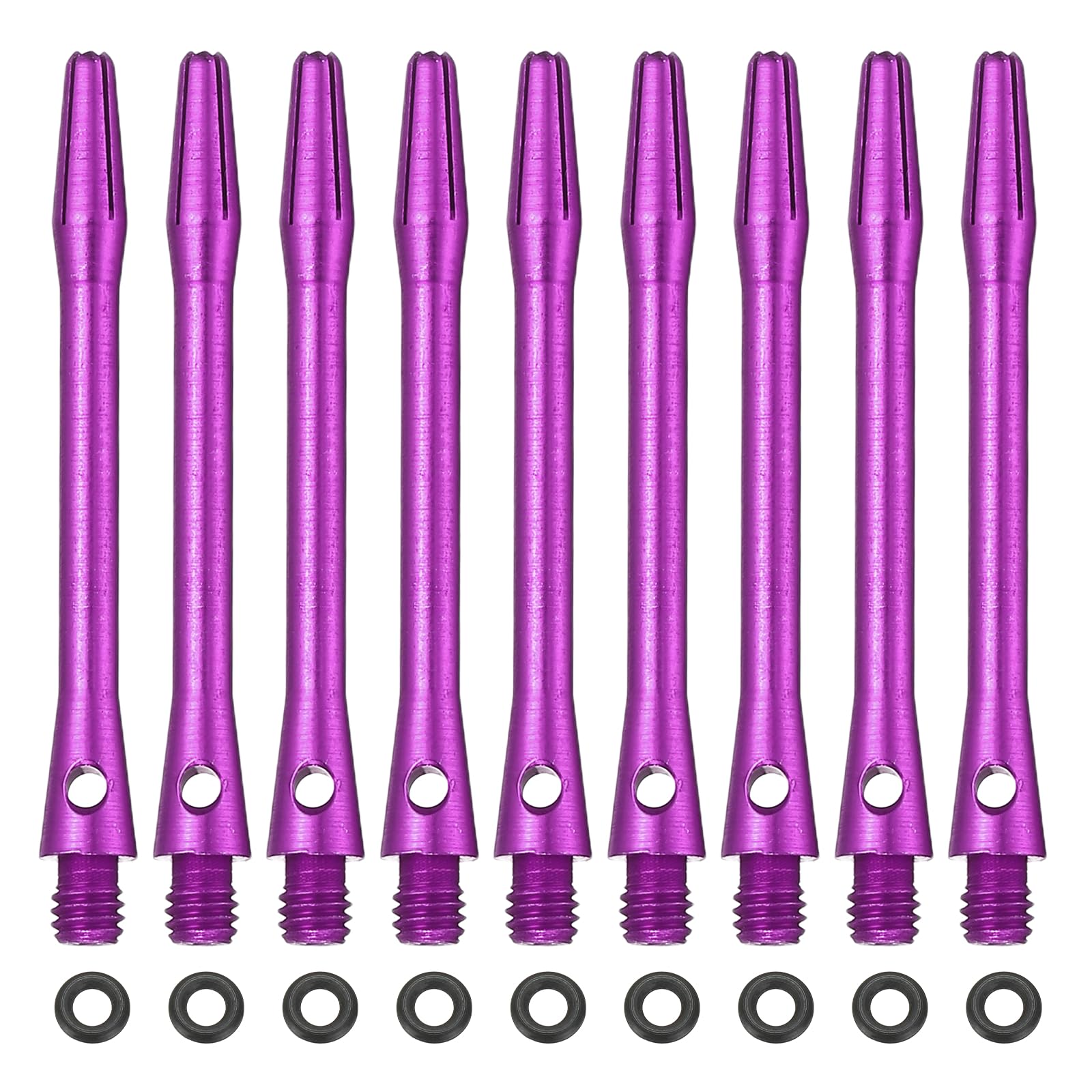 YELARXI Dart Shafts for Steel Tip, Medium 2BA Thread Aluminum Dart Shaft Set with Black Rubber Ring Replacement Accessories For (Darts Training/Sharpener), 48mm & 25 Set & Purple