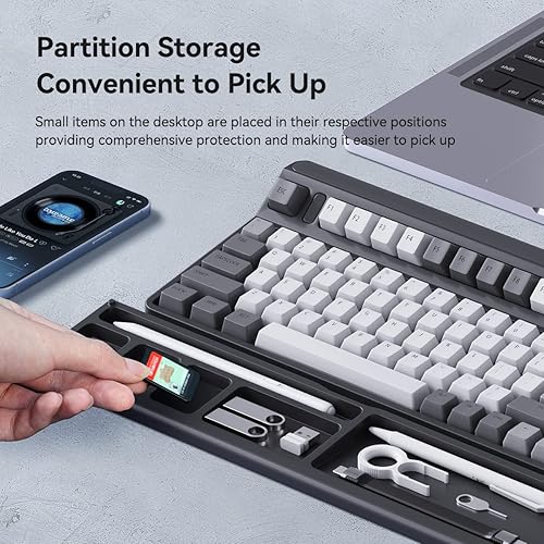 Miniatura 2 de Hagibis Soporte para reposamuñecas para teclado con funda de almacenamiento de partición de escritorio, espuma viscoelástica suave ergonómica, base