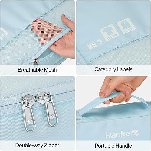 Miniatura 5 de Hanke 7 juegos de cubos de embalaje para viajes, bolsas organizadoras de viaje, organizadores de embalaje expandibles compresibles