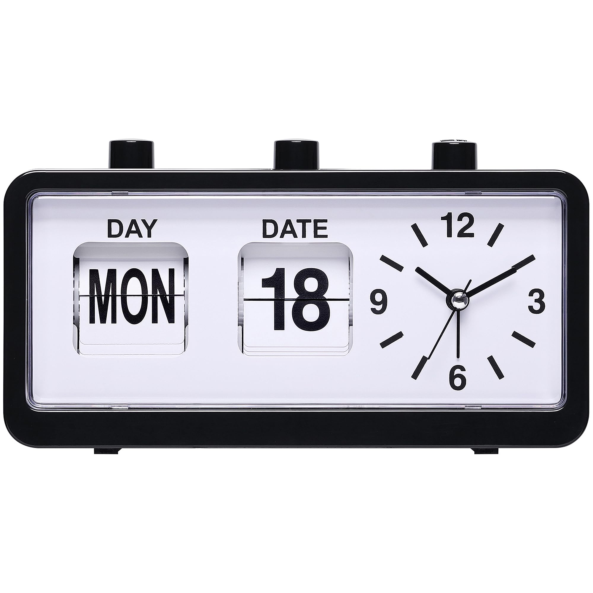 HMETOL Silent Non Tick Clock with Calendar and Week Home Decor Desk Clocks