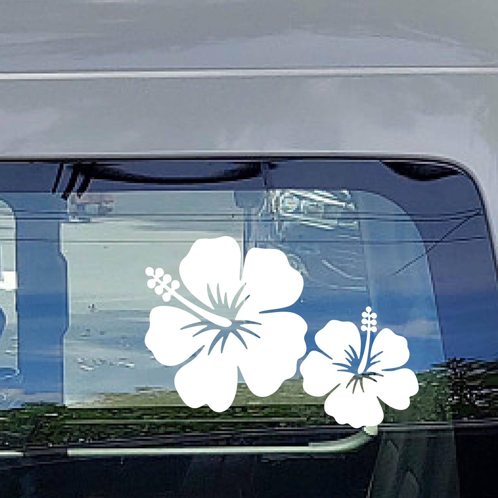 GORGECRAFT 4 hoja de Pegatinas para Coche con Flores de Hibisco Tamaño Grande 6 unidades de Flores Hawaianas Protección Solar Autoadhesivas Accesorios para Coche Decoración Exterior Automotriz(Blanco) — view 5