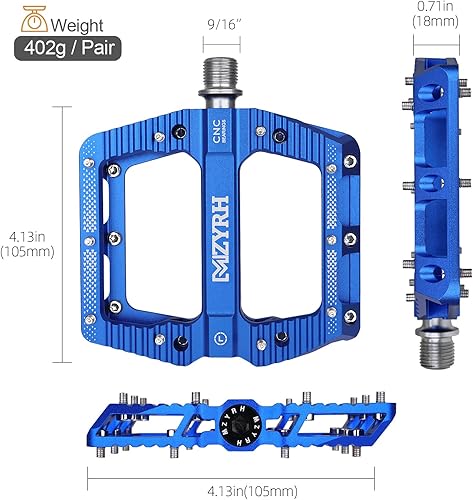Miniatura 2 de MZYRH Pedales de bicicleta de carreteramontaña Pedales MTB Pedales planos de bicicleta 3 rodamientos 916 "aleación de aluminio Pedales de plataforma