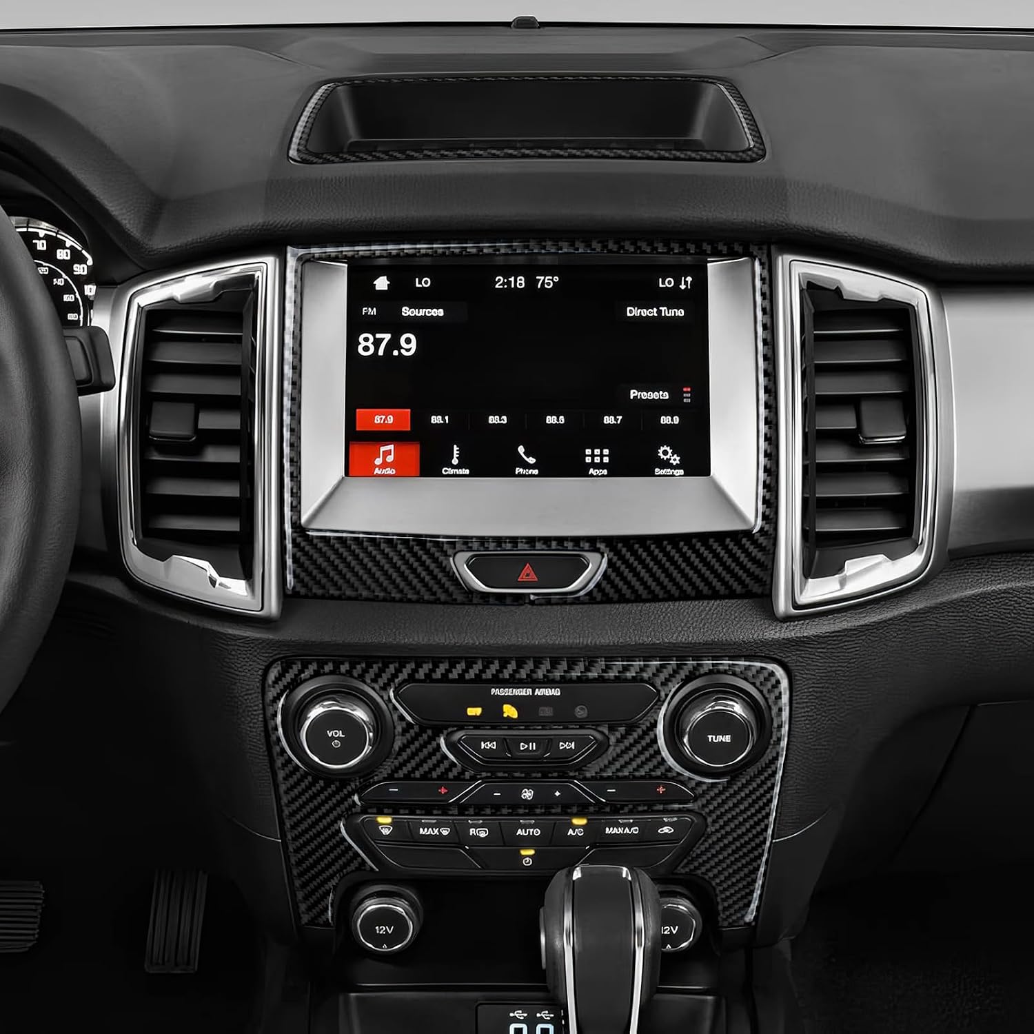 Car Center Control Navigation Panel Carbon Fiber Trim Decoration Interior Cover Accessories for Ford Ranger XLT Lariat XL 2015 2016 2017 2018 2019 2020 2021 2022 2023