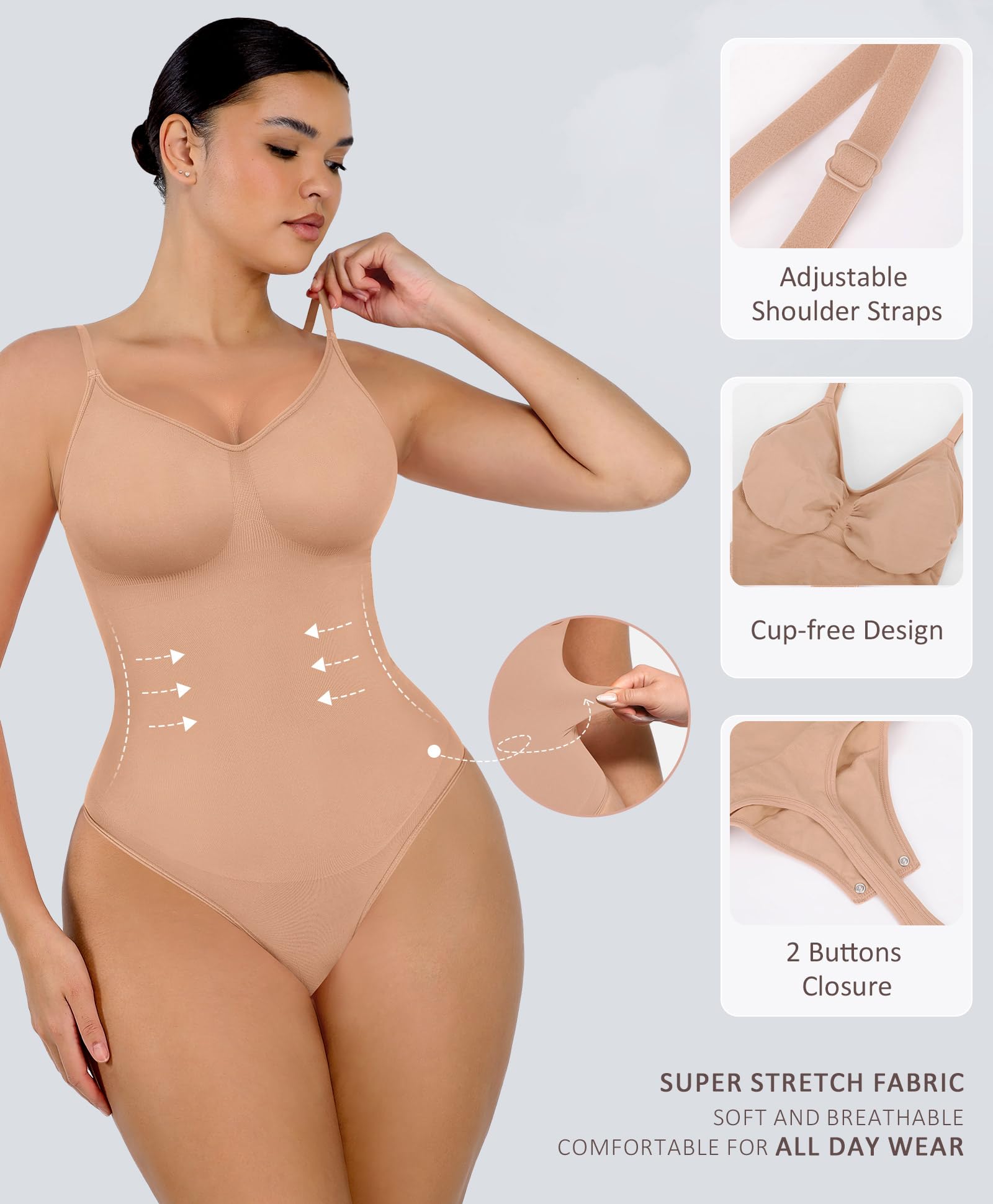 FeelinGirl Contenitivo Modellante Intimo Donna Pancia Piatta Senza Cuciture Shapewear String Bodysui