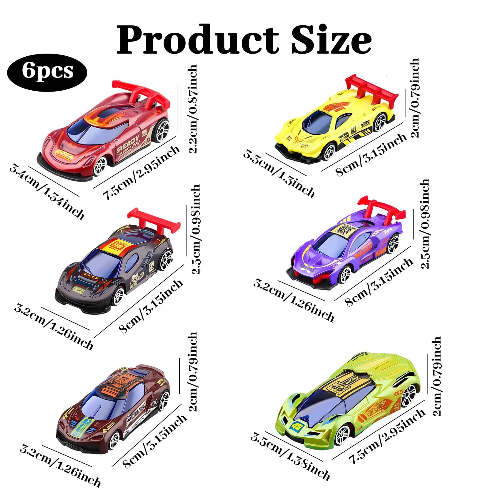 TUBAWD 6Pcs Colour Changing Cars, Street Machines Colour Change Cars, Mini Car Toys Racing Car Playset - Image 2