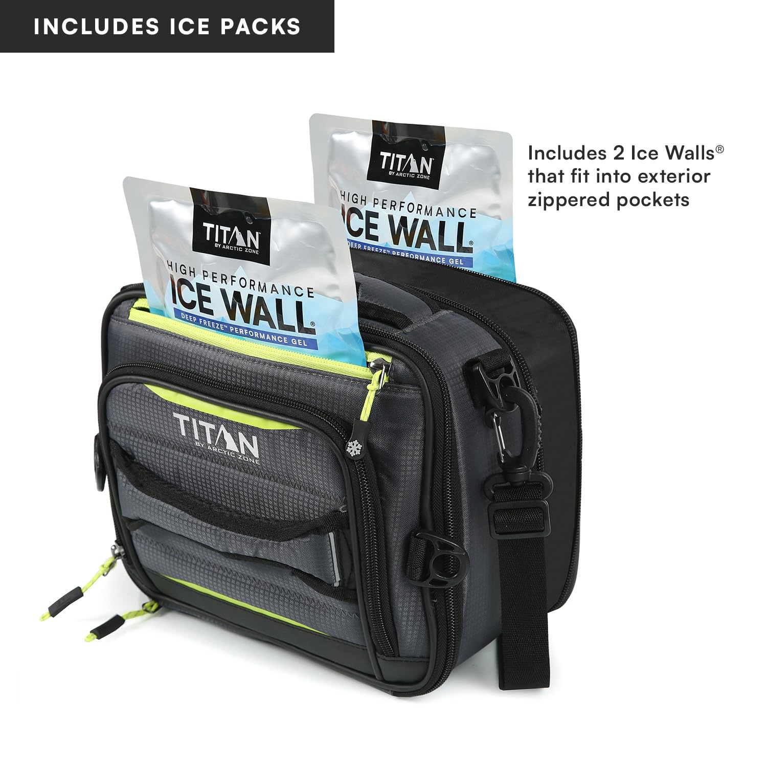 Arctic Zone Titan Deep Freeze Fridge Cold Expandable Insulated Horizontal Lunch Pack with 2X 250g High Performance Ice Walls,