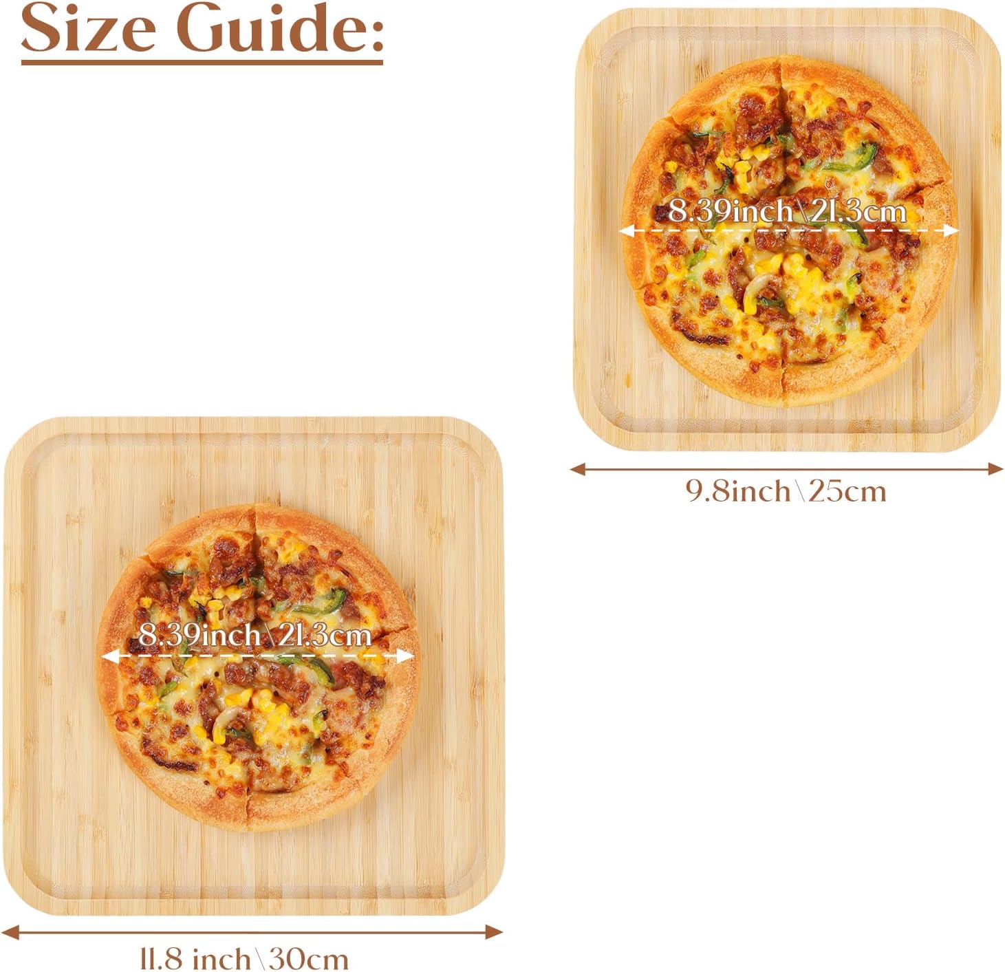 Bamboo Plates, Square Wood Serving Platter, Wooden Serving Tray, Charcuterie Serving Board, Cheese Board (11.8 inch) - Image 2