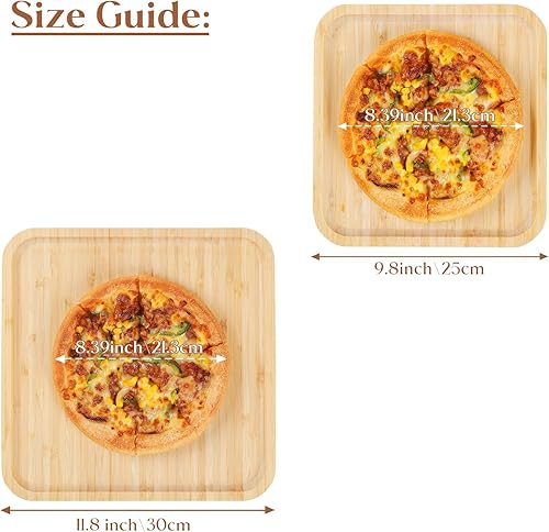 Miniatura 2 de YANGQIHOME Platos de bambú, bandeja cuadrada de madera, bandeja de servir de madera, tabla de servir charcutería, tabla de queso (9.8 pulgadas)