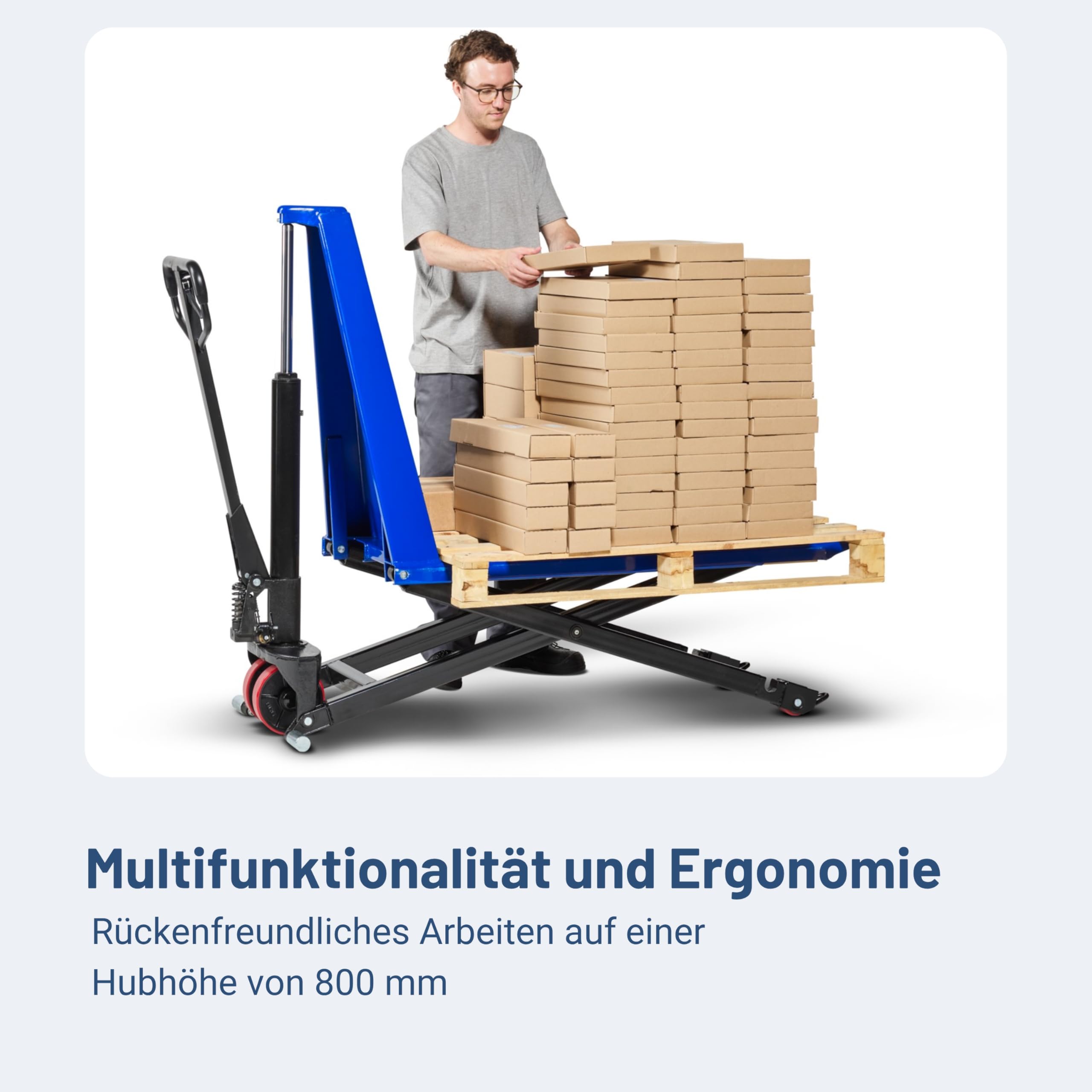 Pallit Scherenhubwagen mit Schnellhub 1000 kg Tragkraft 800 mm Hubhöhe 1170 mm Gabellänge | Hubwagen Hubtisch Scherenhubtisch Hochhubwagen ZAC