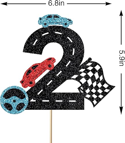 Miniatura 2 de Decoración para pastel de 2º cumpleaños de carreras, decoración de pastel de segundo cumpleaños, decoración de feliz cumpleaños, decoración de feliz