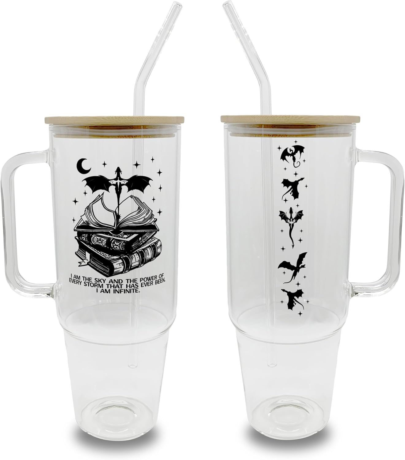 Sip-Sip Hooray! Throne of Glass 40oz Glass Tumbler with Lid and Straw, You Do Not Yield ToG Bookish Fantasy Gift for Sarah J Maas Fans Iced Coffee Cup