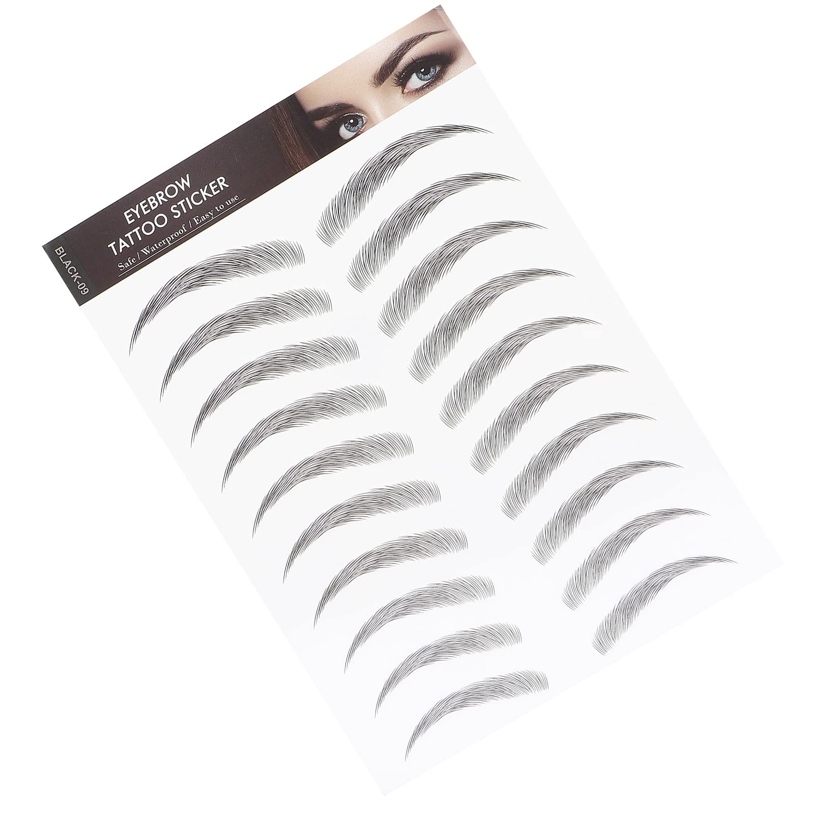 Eyebrow Sticker, Hair-Like Authentic Eyebrows, Long Lasting False Eyebrows Makeup Sticker for Women Girls(BLACK-09)