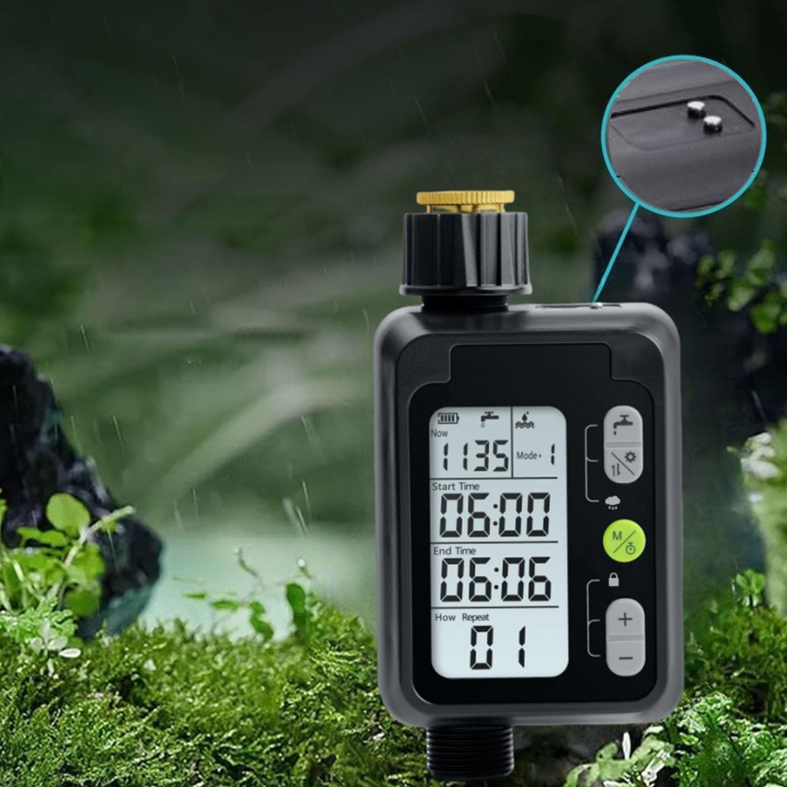 Programowalny sterownik nawadniania z detekcją deszczu IPX5 | Łatwy w instalacji, precyzyjny timer nawadniania do ogrodu lub trawnika.