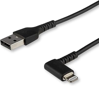 StarTech 6.5ft/2m Angled USB-A to Lightning Cable, Black RUSBLTMM2MBR
