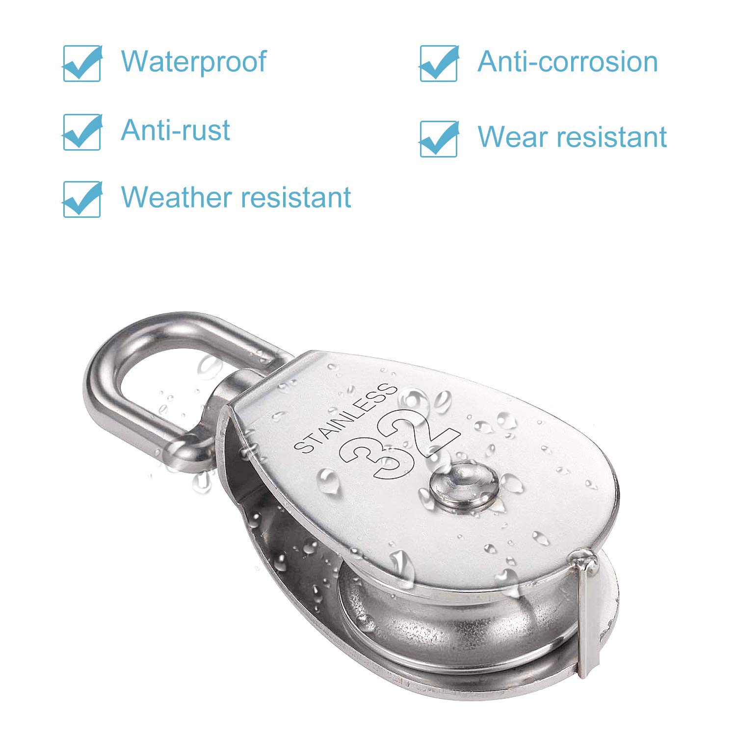 2 Pulegge Carrucole In Acciaio Inox | Diametro 25mm | Girevoli 360° | Per Tendaggi E Applicazioni DIY - Foto 5