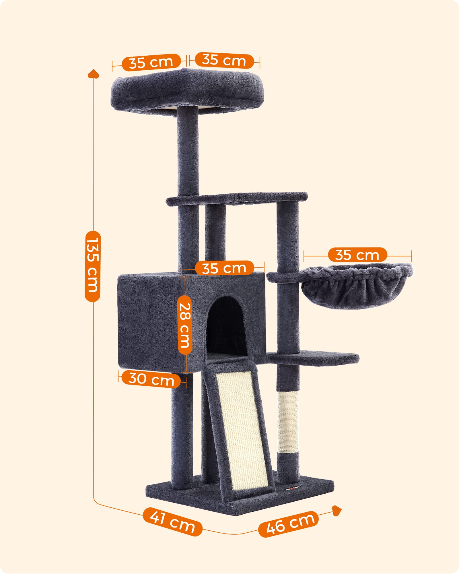 Feandrea Kleiner Katzenbaum Mit Kratzposten, Korb & Höhle – Kompakter Kletterturm Für Kitten & Wohnung