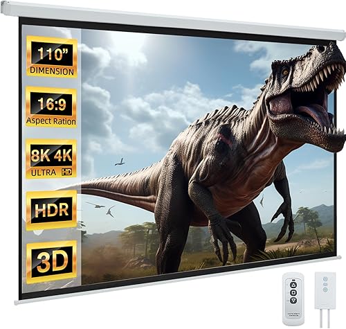 Miniatura 14 de YODOLLA Pantalla de Proyector Motorizada de 72", 16:9, 4K HD Desplegable Retráctil, Pantallas de Proyección Eléctricas Automáticas de Pared y Techo,