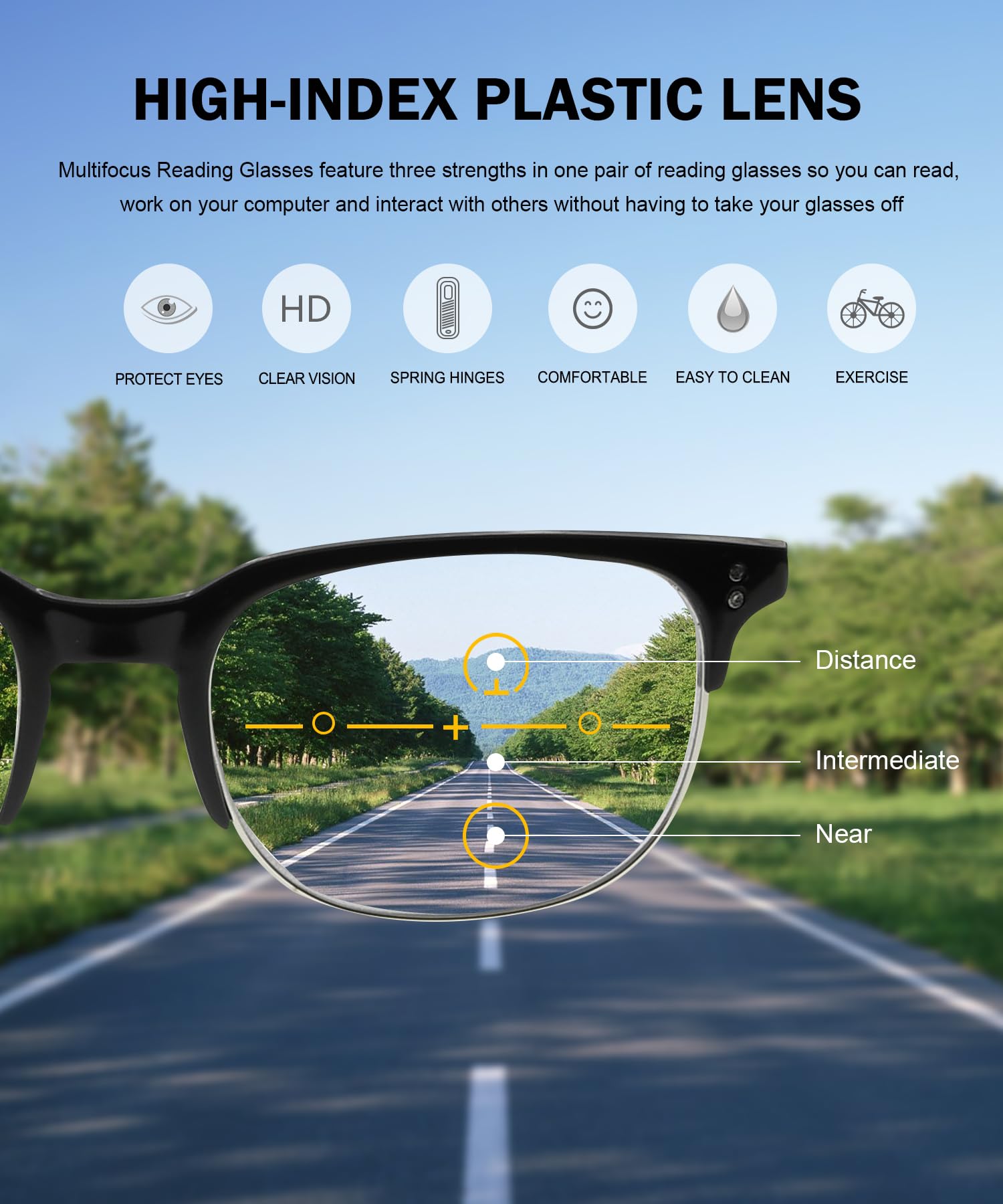 Eyekepper 4-Pack Progressiver Multifokus Lesebrille Blaues Licht blockieren für Damen Herren Keine Linie Multifokale Lesebrillen