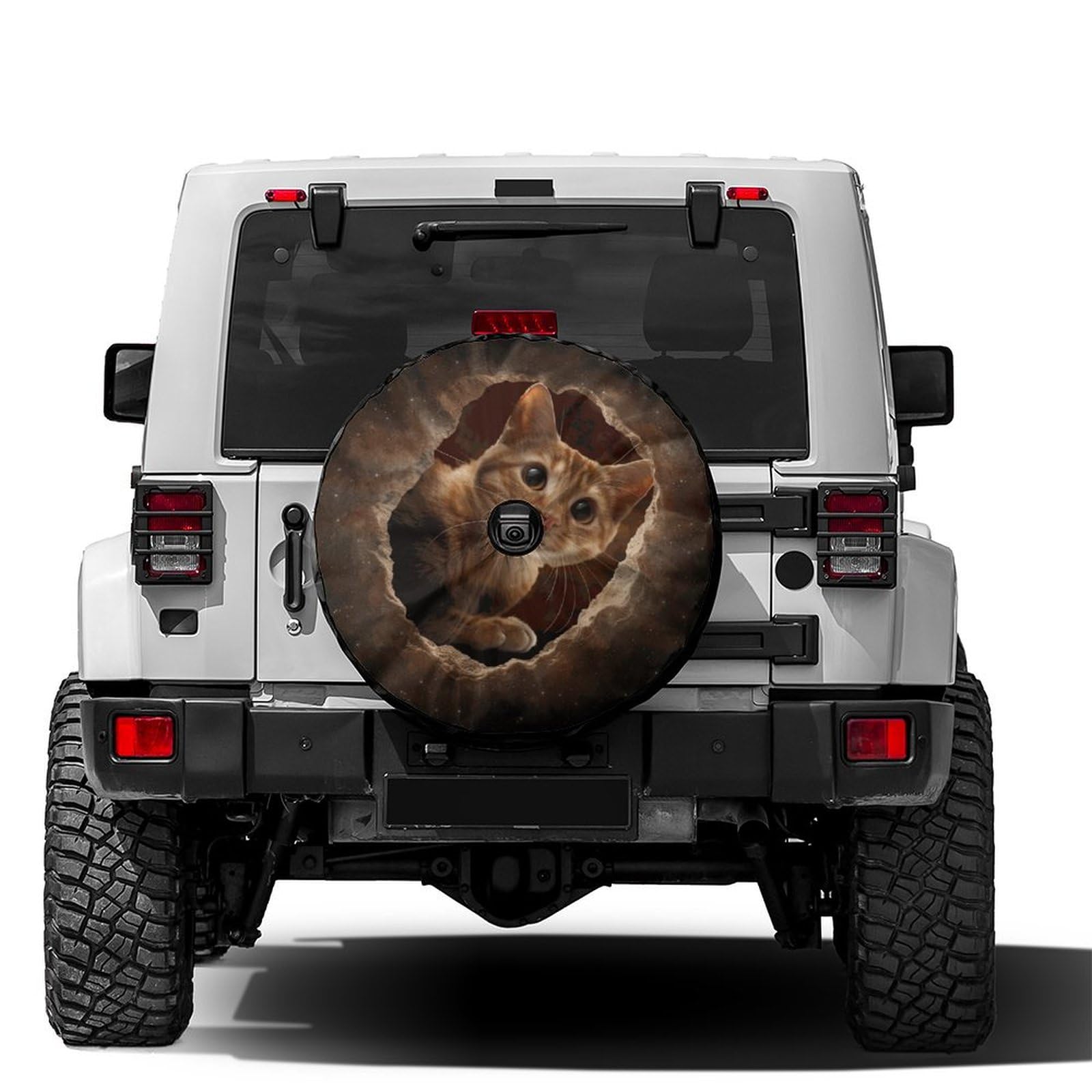 Dujiea Military Tactical Star Spare Tire Cover with Backup Camera Hole, Universal Wheel Tire Cover Tire Protectors for Jeep Trailer RV Van SUV Truck Camper and Many Vehicle 17inch — view 56
