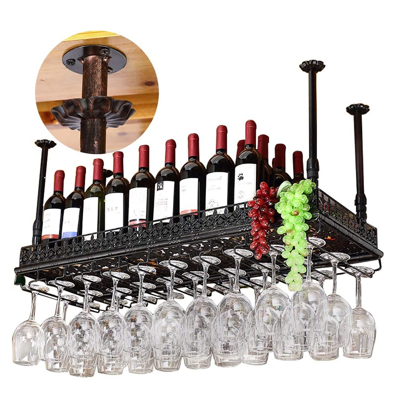 Support à verres à vin de plafond suspendu en métal pour petits espaces