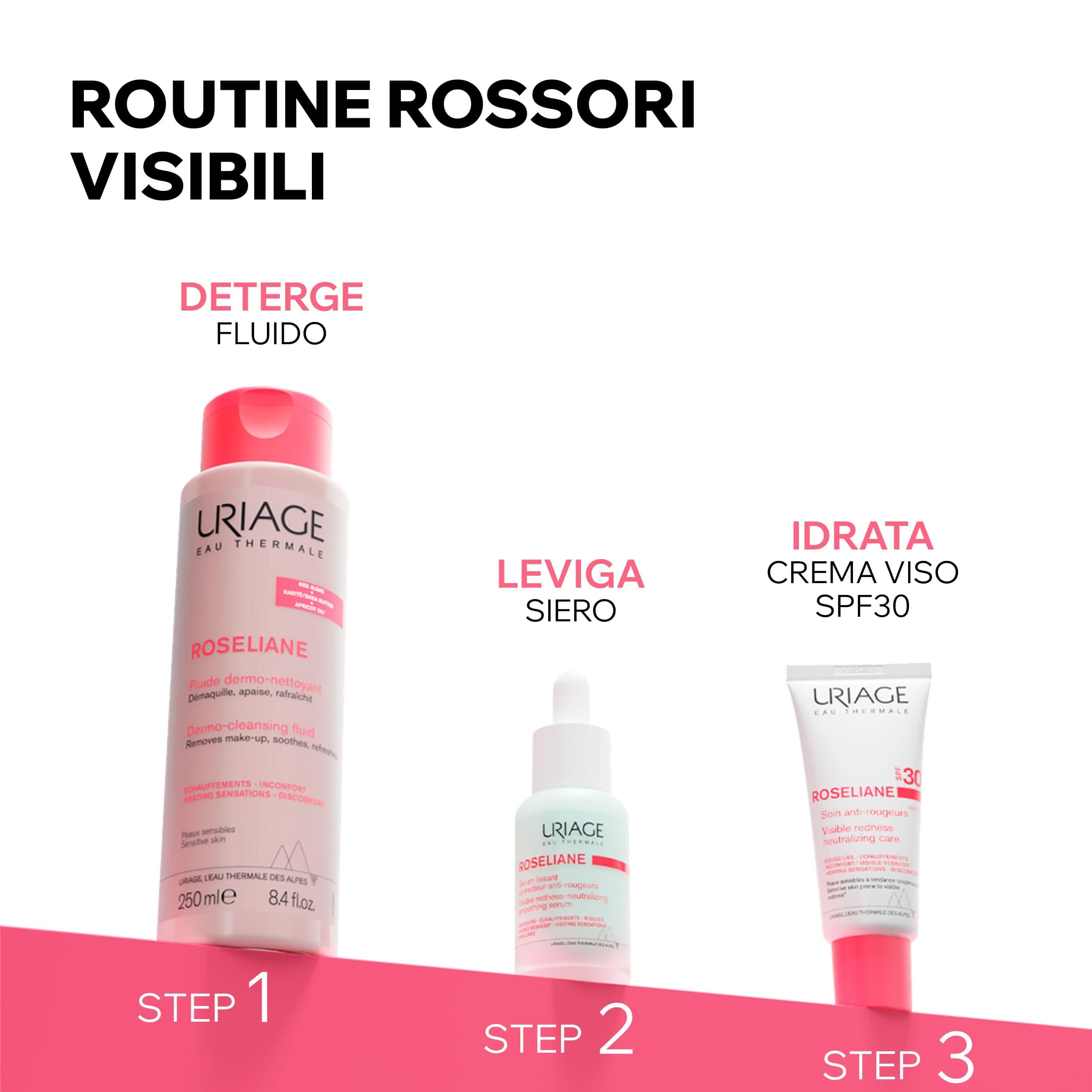 Uriage Roseliane Crema Viso Idratante Anti-Rossori SPF30 con Estratto di Ginseng e Alghe - Riduce i rossori, fornisce un'azione lenitiva di lunga durata. Profumo floreale e fruttato