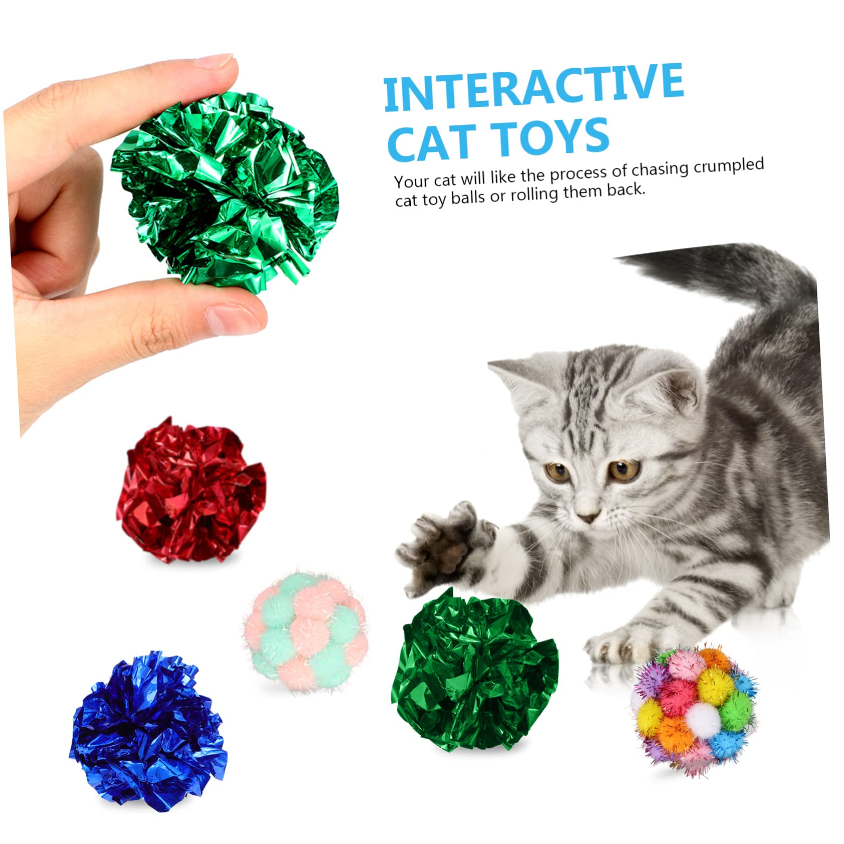 Kisangel 100stücke Interaktive Katzen Spielzeuge Mit Plüschbällen Und Geräusch Bunte Knisterbälle Für Drinnen Fördert Bewegung Und Spaß Für Kätzchen Und Katzen