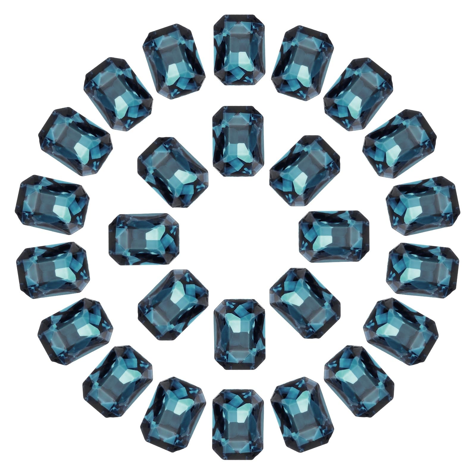 sourcing map 50pcs Octagon Rectangle Rhinestones 13x18MM Peacock Blue