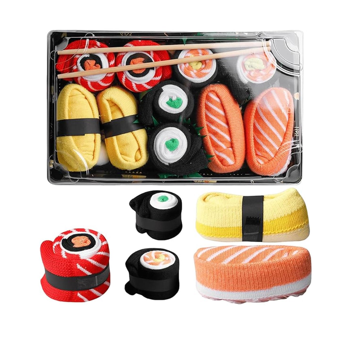 5 Paar Lustige Socken In Sushi, Japanische Geschenkideen | Lustig Witzige Bunte Verrückte,Damen Herren,Komischer Look,Baumwolle