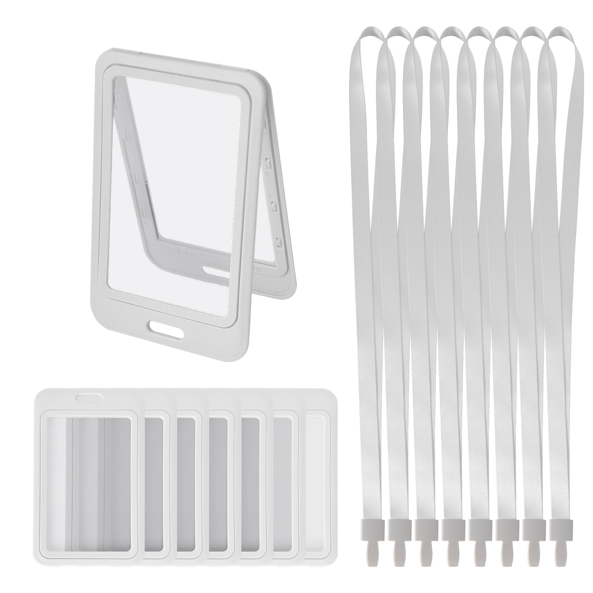 GHLIANGZHOU 8PCS White Card Holder with Lanyards