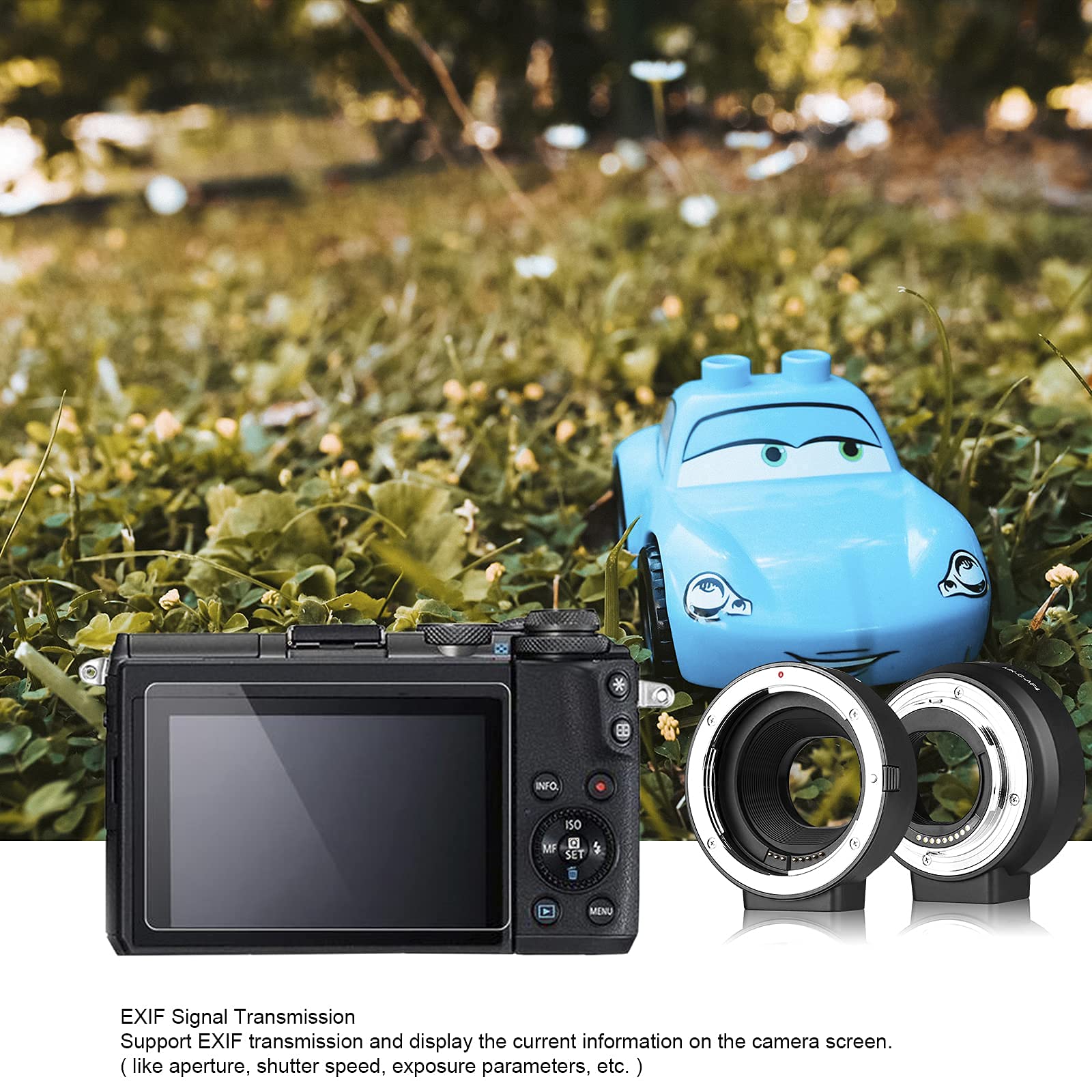 Meike MK-C-AF4 Adattatore per obiettivo EF-EOS M Auto-Focus per Canon EF/EF-S obiettivo per fotocamere Canon EOS-M Mirrorless M1, M2, M3, M6II, M50, M100, M200