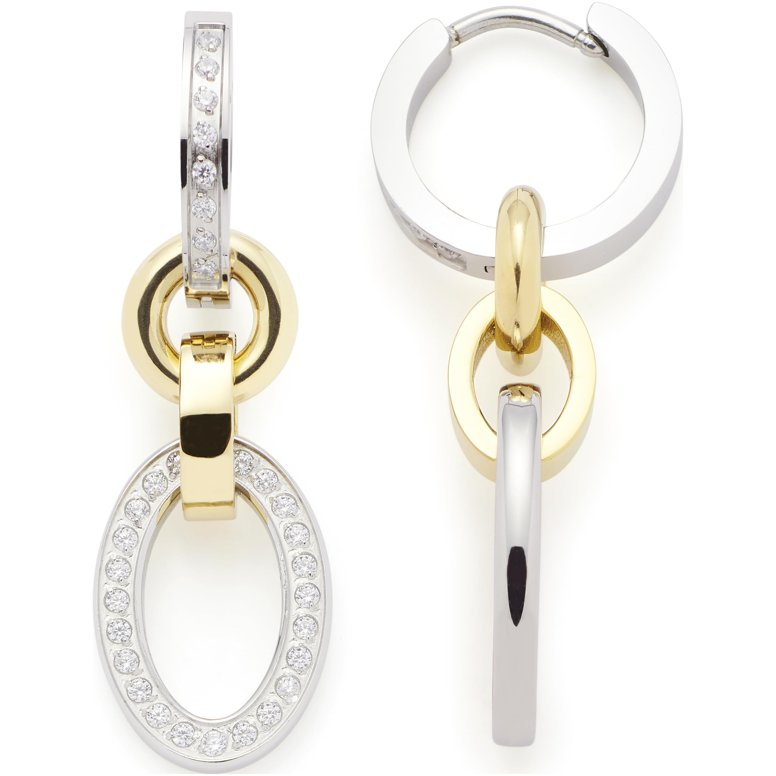 Leonardo Jewels Perlina 022631 - Orecchini a cerchio in acciaio inox con ciondolo a perla, colore: argento, oro, lunghezza 2,4 cm, non stinge, orecchini a cerchio rotondi, gioielli da donna, 2.4