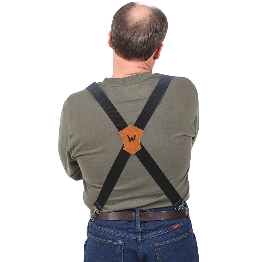WELKINLAND 1.5Inch Black Suspenders, Heavy Duty Work