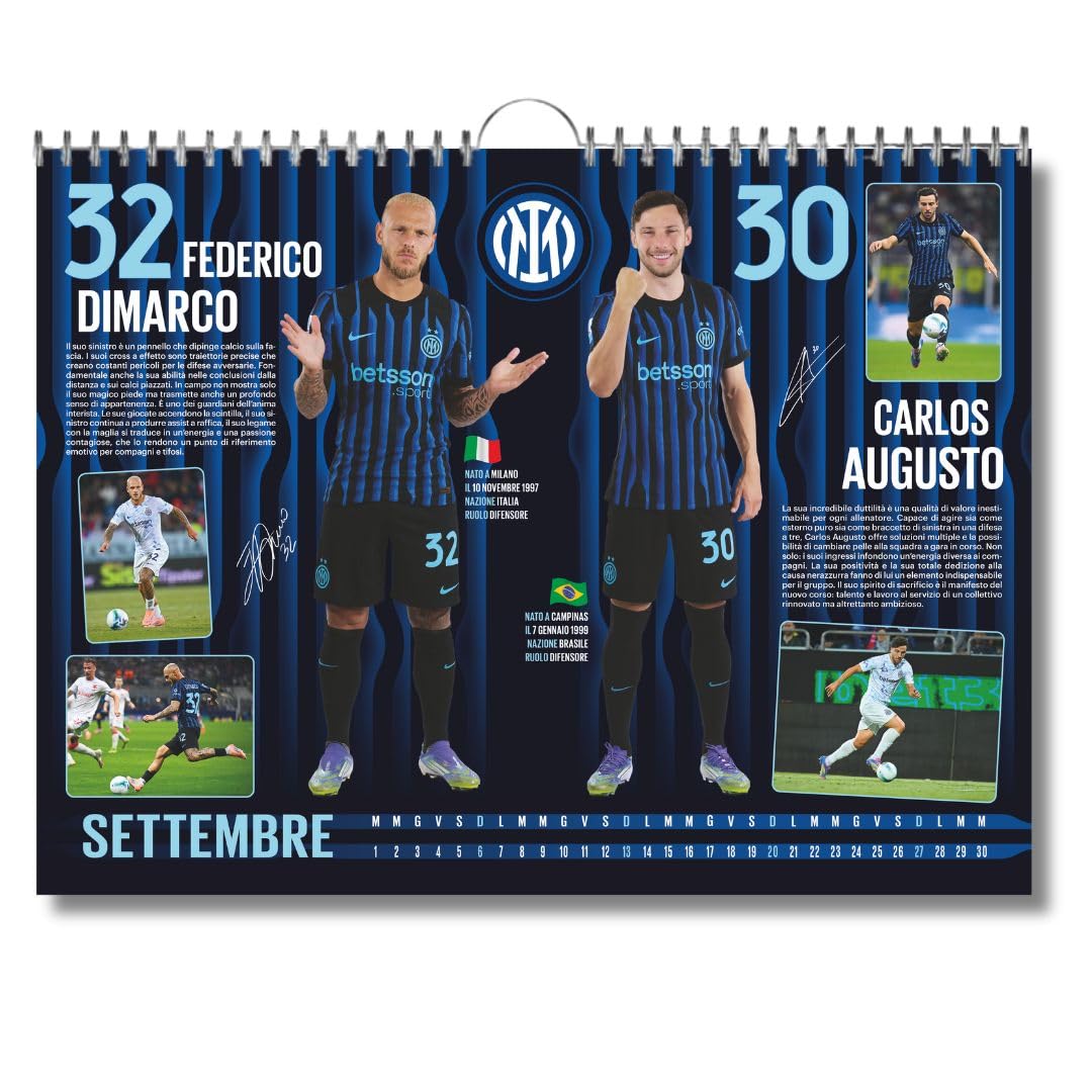 EURO PUBLISHING Calendrier horizontal Inter 2026 - Édition de collection - 44 x 33 cm - Produit officiel - Langue Italienne