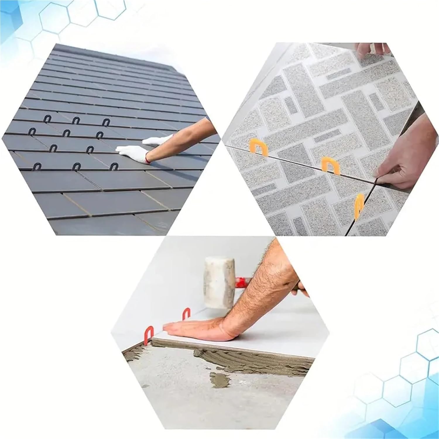 Tile Spacers 100/200Pcs Reusable U-Shape Ceramic Spacers Leveling System Wedge for Floor Wall Gap Fixing Construction Tools(Black,200pcs)