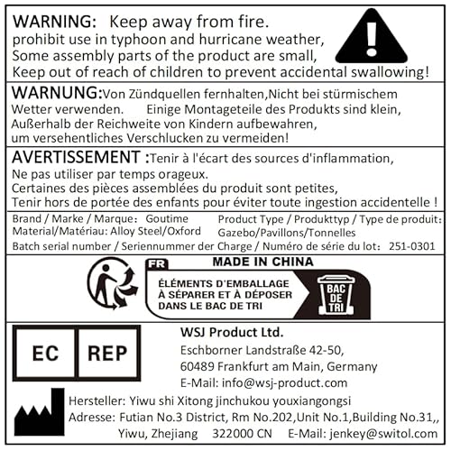 Goutime Easy Pop up Canopy gazebo Marquee Tent,3x6m, W/4 Removable Sidewalls W/wheel Bag,Garden Gazebo Height Adjustable, Party Tent Wedding Water Resistant AwningAll Weather Gazebo Camping (White) - Image 10