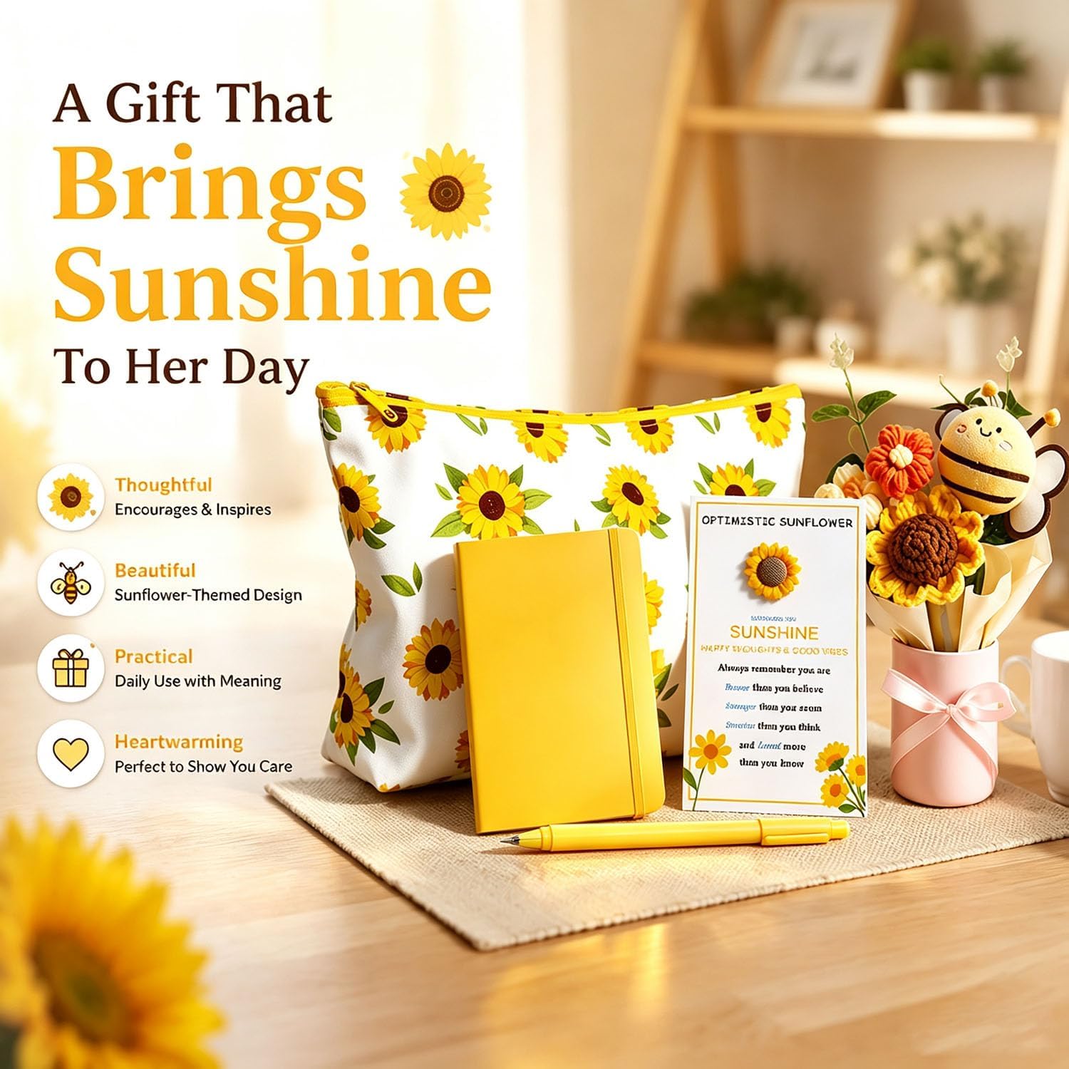 xify's Sending Sunshine Sunflower Gift Set for Women, All Occasion Gifts for Mom, Teachers Appreciation, Best Friends Birthday Graduation Coworkers image 2