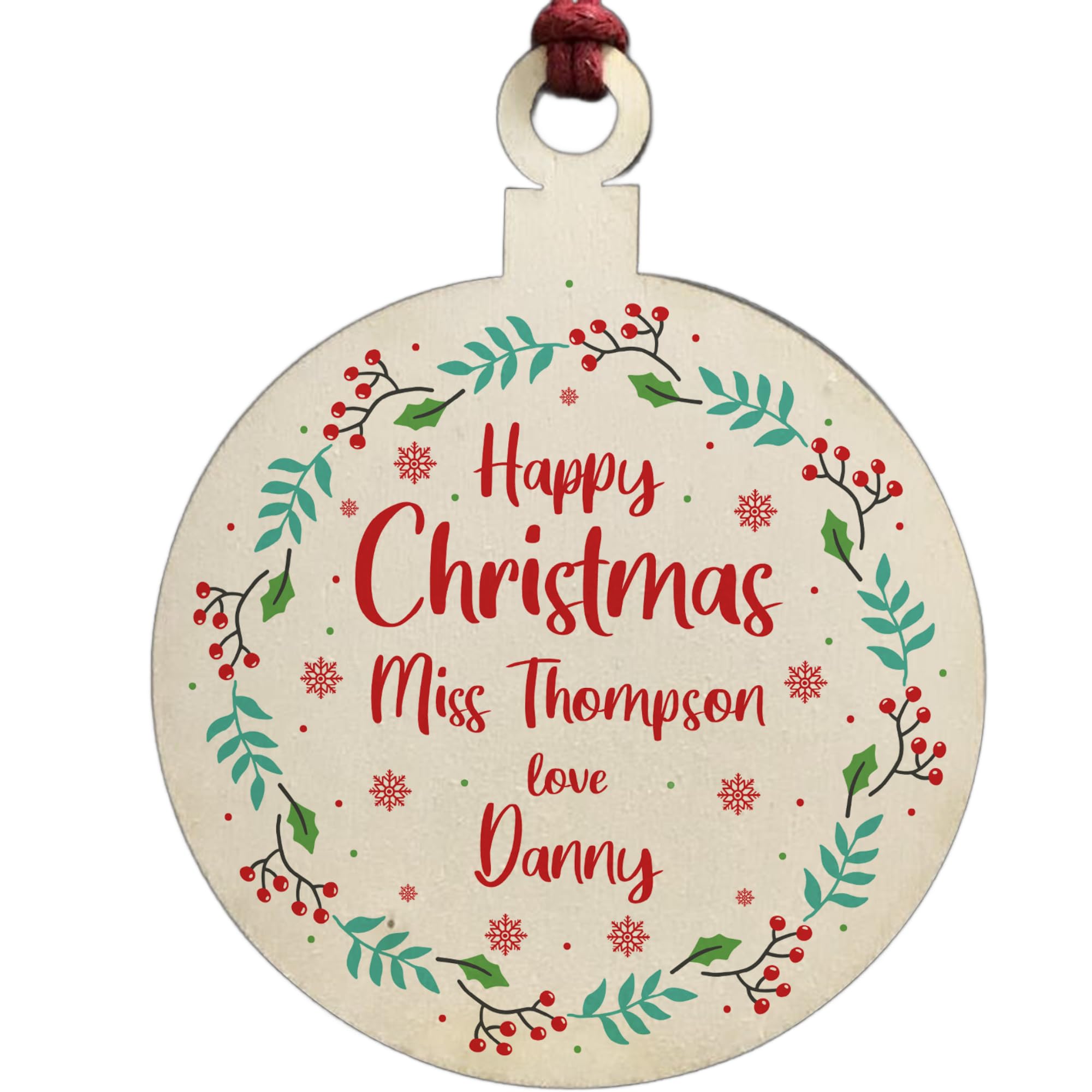 Gift For Teacher Assistant Christmas Wooden Bauble Thank You Gift From Child