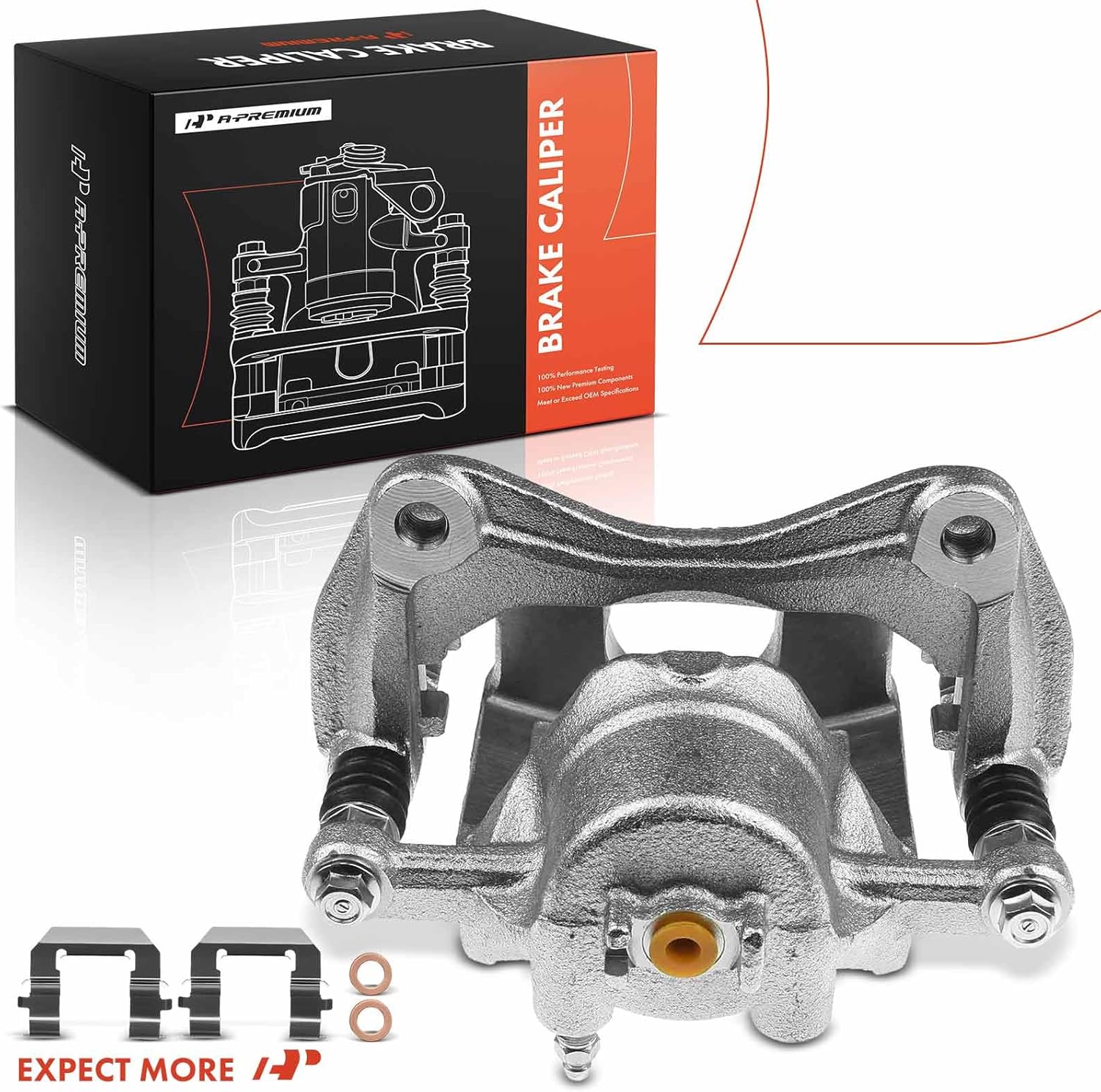 A-Premium Disc Brake Caliper Assembly with Bracket Compatible with Select Hyundai and Kia Models - Accent 2018-2021, Rio 2012-2020, L4 1.6L - Front Right Passenger Side